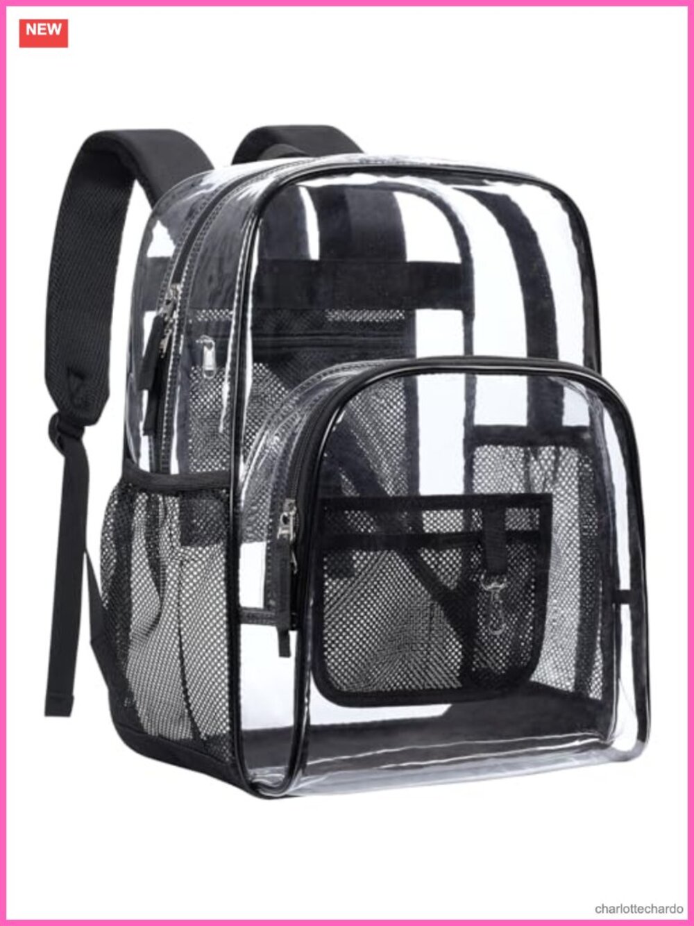 Clear Backpack for School Heavy Duty 17 Inch Padded Straps 16" Laptop